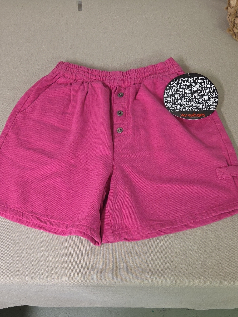 90s NWT DEADSTOCK No Excuses Hot Pink Shorts Loose/ High Waist Sz MED 100 Cotton
